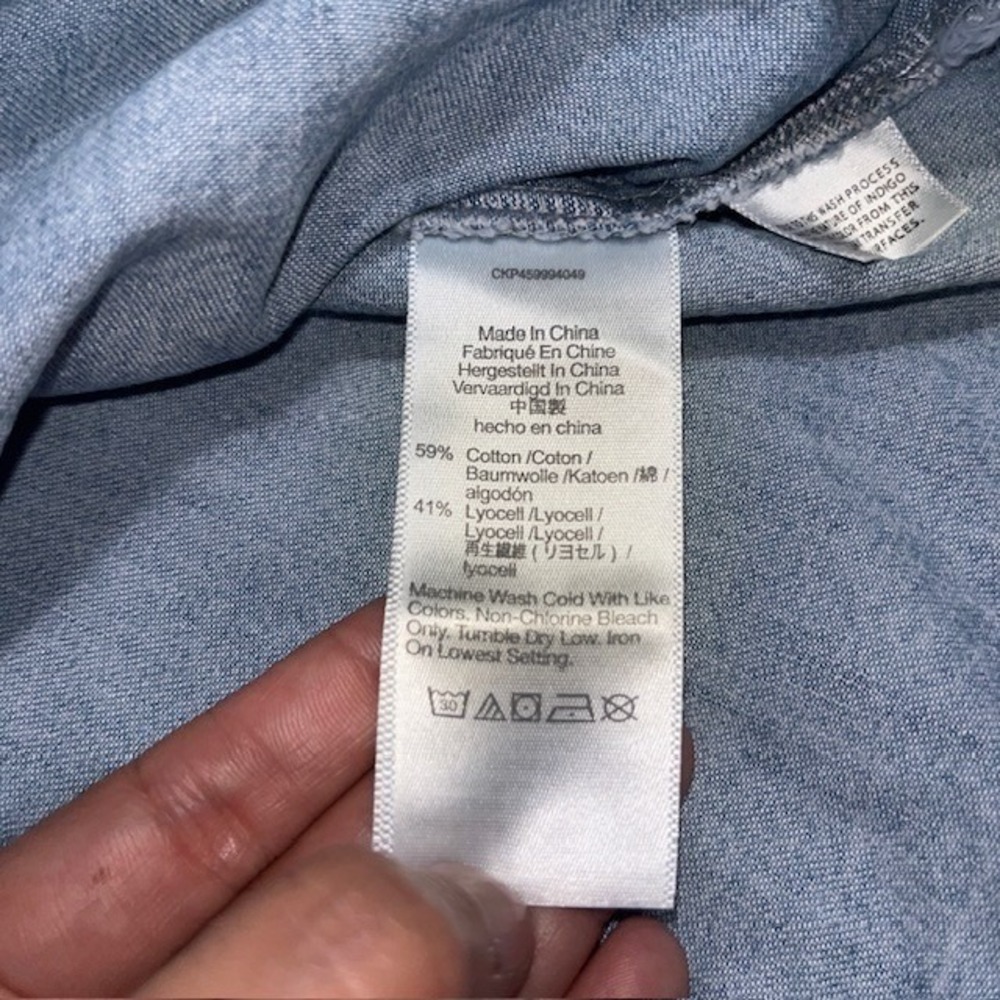 Madewell Tencel Denim Button-Front Tie-Sleeve Mini Dress Brannon Blue 2 - Picture 9 of 10